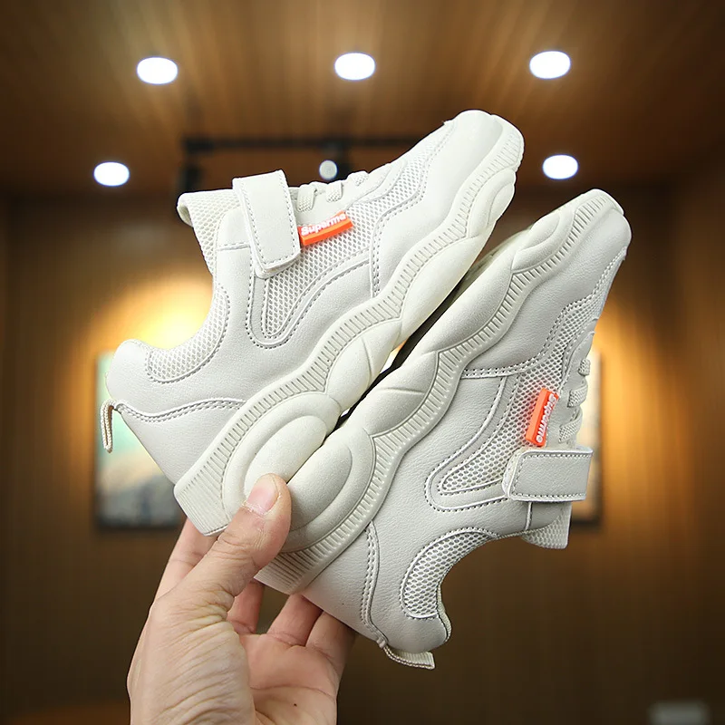 Удобные детские кроссовки из искусственной кожи для мальчиков и девочек