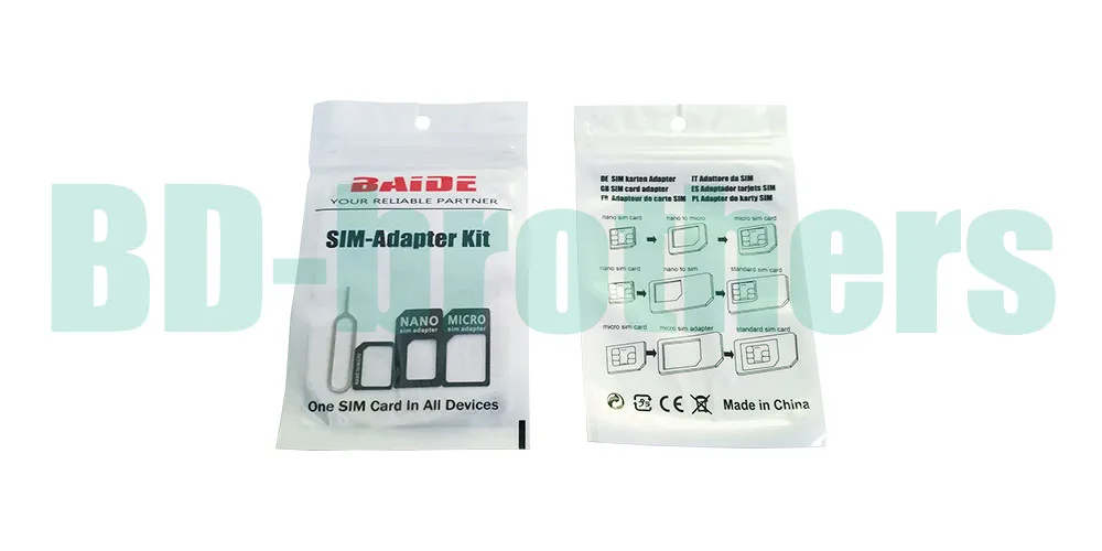 4 в 1 Nano микро-адаптер Sim карты + извлечь pin Baide сим адаптер черный для iPhone 5 6 плюс Samsung