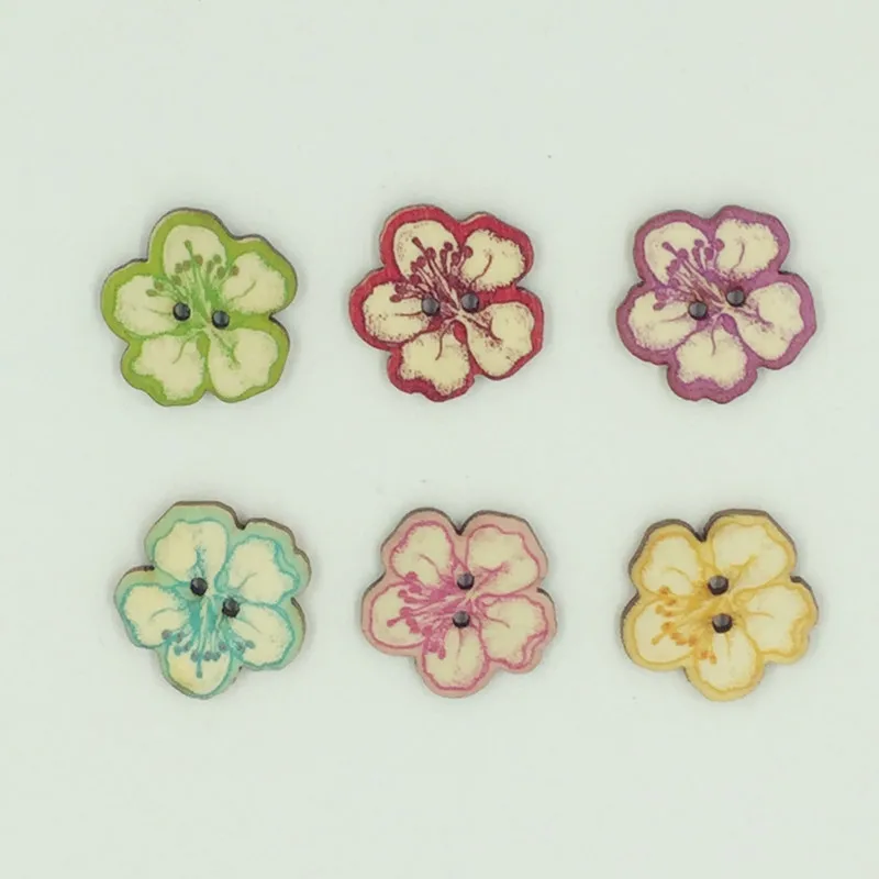 2017 г. Мультяшные кнопки в стиле ретро с цветочным узором 2 отверстиями плоской
