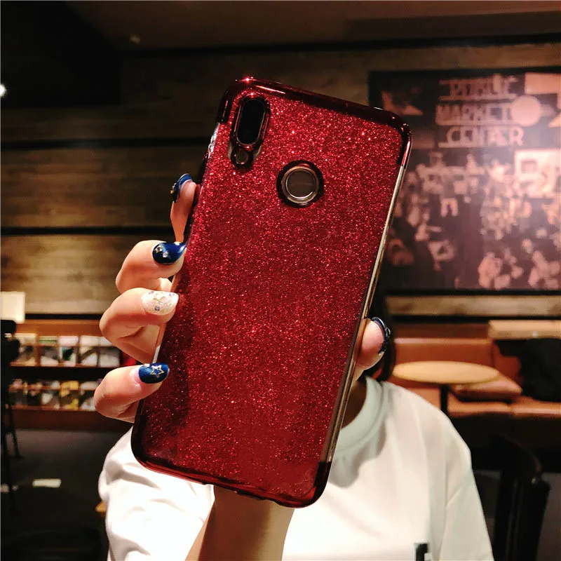 Red Блеск 2 в 1 ТПУ чехол для телефона для huawei P20 P10 P30 Коврики 30 20 Lite Nova для детей 3, 4, 5, чехол Honor 7A 7C 8A 9X 8X Y6 силиконовый чехол - Цвет: Red