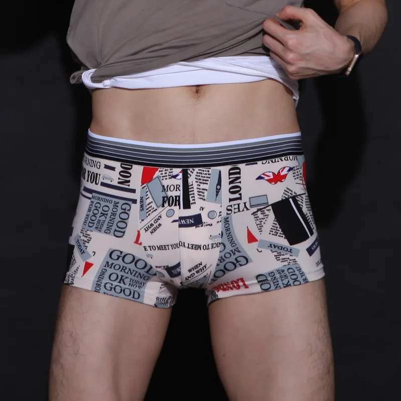 Модное мужское нижнее белье Yong из модала с мультяшным принтом черепа