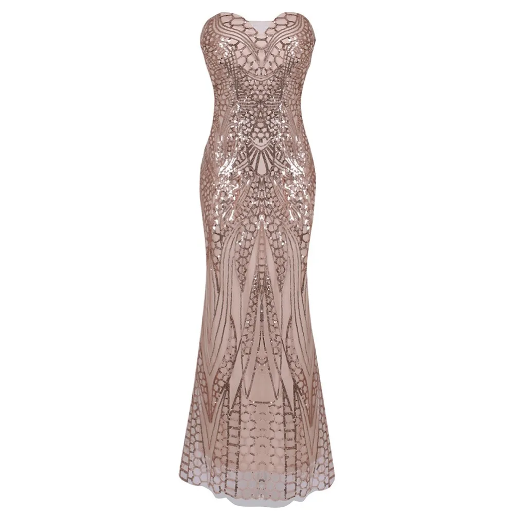 Женский клубный костюм Great Gatsby 1920 s, винтажное Сексуальное вечернее Официальное Платье макси с блестками, корсетное платье без бретелек для женщин