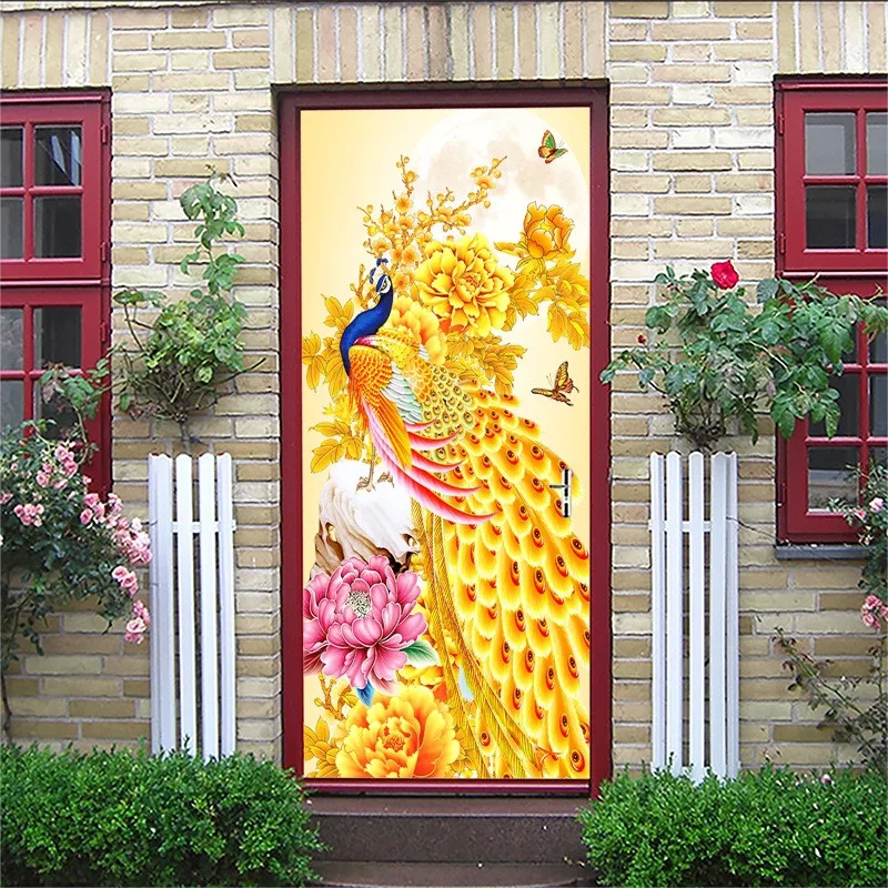 Павлин с распущенным хвостом дверная палка водонепроницаемая 3D настенная Diy