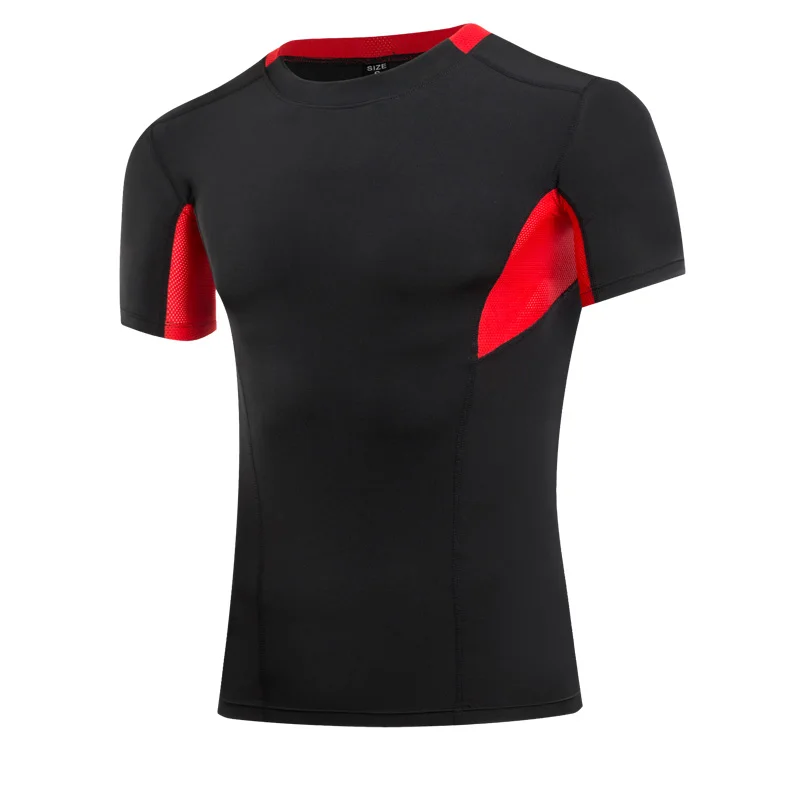 black red T-Shirts Yuerlian распродажа футболка для спортзала для мужчин логотип на заказ колготки для фитнеса мужской Рашгард спортивная рубашка мужская компрессионная футболка для спортзала - Цвет: black red T-Shirts