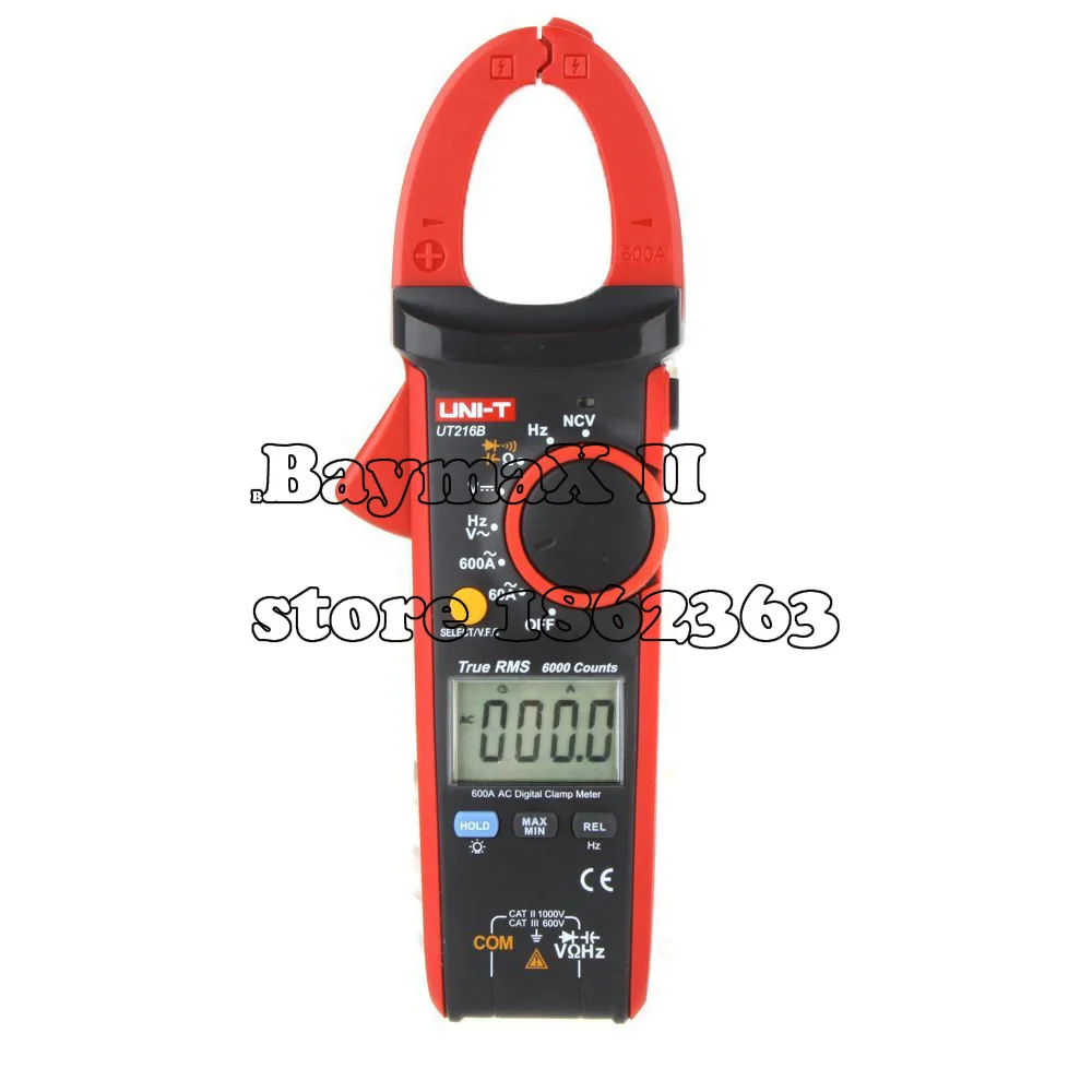 UNI-T UT216B ЖК-дисплей Дисплей 600A True RMS Цифровые токоизмерительные Клещи Авто Диапазон w/бесконтактная проверка напряжения переменного V.F.C. И Частота, AC/DC тестер переменного тока напряжения