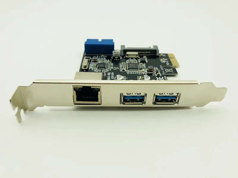 2 портами плата PCI Express USB 3 0 + RJ45 Gigabit Ethernet Сетевая передняя панель с адаптером для