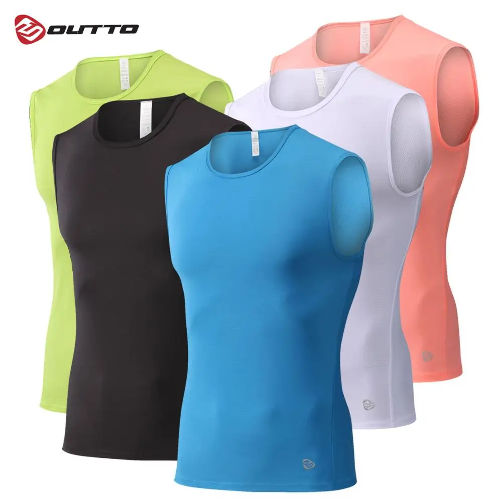 

Мужская майка для бега Outto, Быстросохнущий дышащий Топ без рукавов, тренировочный жилет, эластичный облегающий жилет для велоспорта