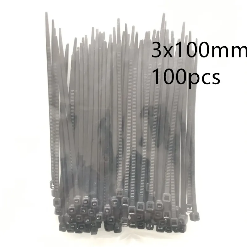500 шт. 3x60 3x80 3x100 3x120 3x150 мм Ассорти самоблокирующиеся Нейлоновые кабельные стяжки черные пластиковые стяжки на молнии