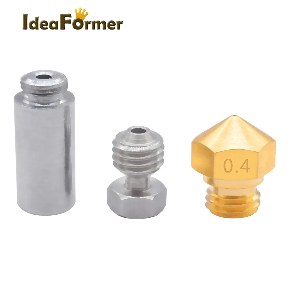

MK10 All Metal Kit M7 Hotend Nozzle 0.4mm brass and Aluminum nozzle throat and connector for MK10 3D printer parts