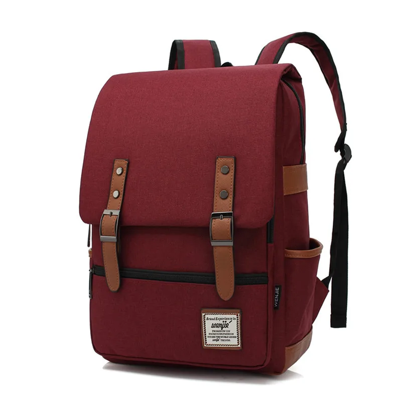 New Hot Leather Belt Anti Theft Boy Girl Student School Bag Teenagers Schoolbags Canvas Women Bagpack Men Backpack Travel Bag - Цвет: 12 black zip
