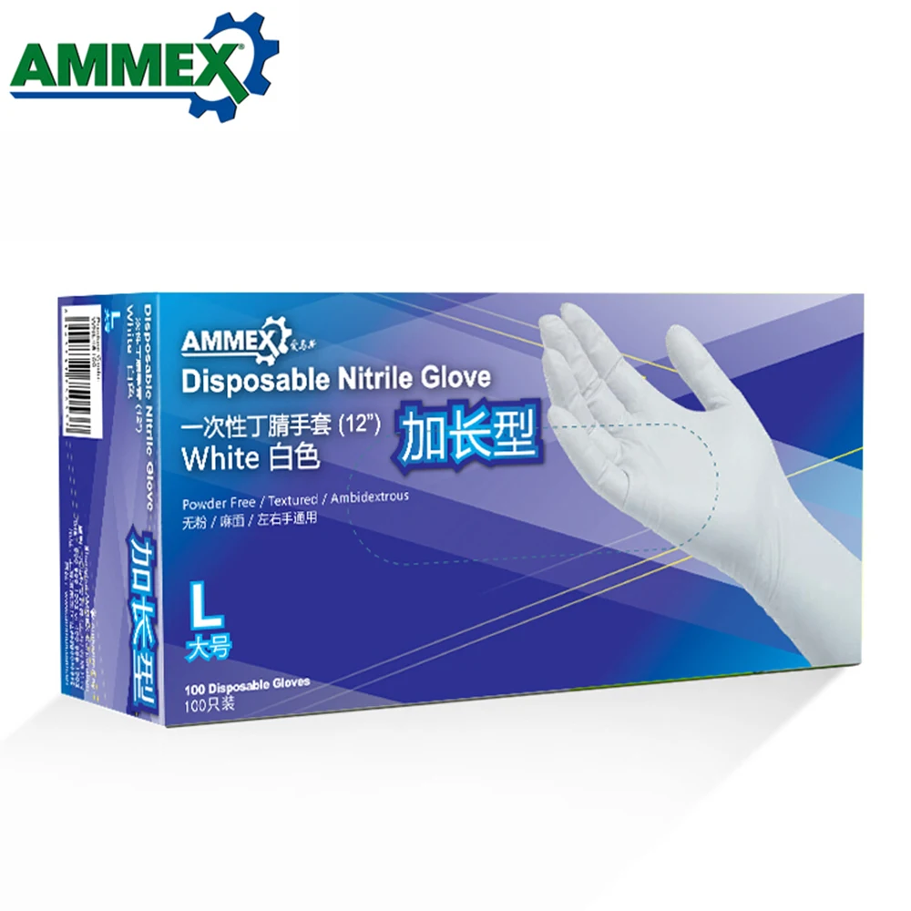 AMMEX 100 шт одноразовые перчатки 12 дюймов толстые нитриловые перчатки для еда домашнего приготовления лабораторное очищающее использование