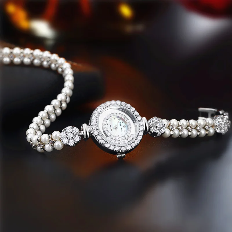 Роскошные женские часы с жемчужинами и кристаллами модные платье Подарочная