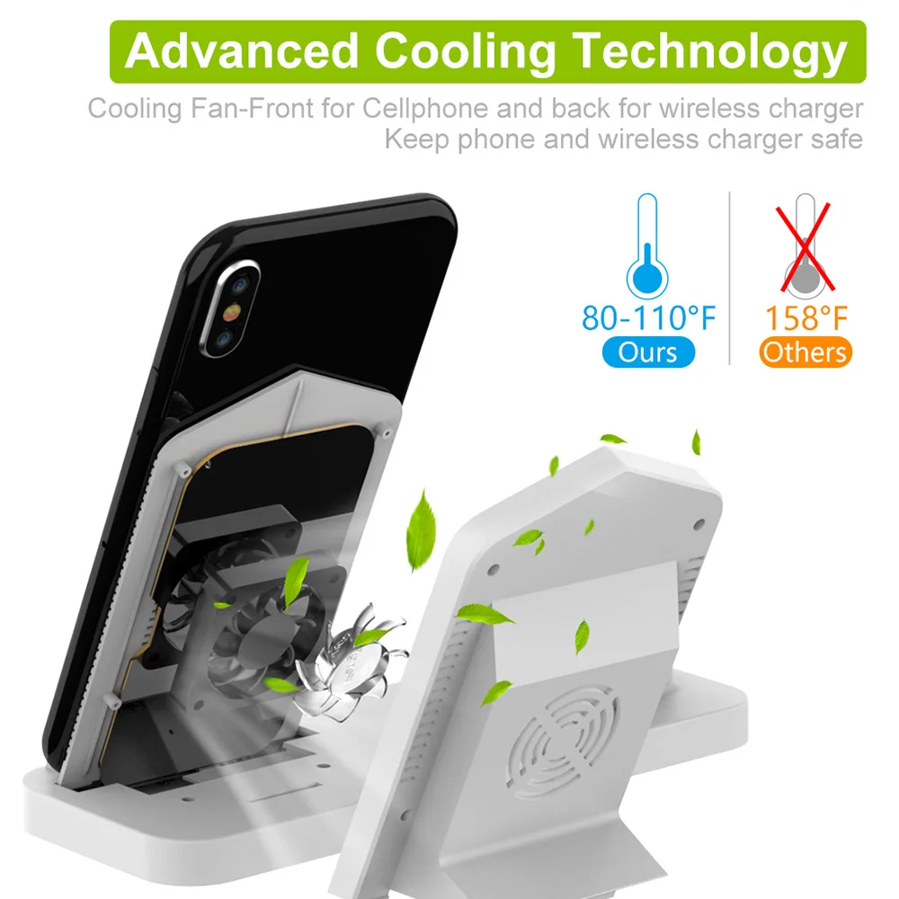 Беспроводное зарядное устройство FDGAO 10 Вт Qi для iPhone X 8 XS MAX XR Apple Watch 4 3 2 Airpods USB быстрая зарядка док-станция для samsung S9 S8