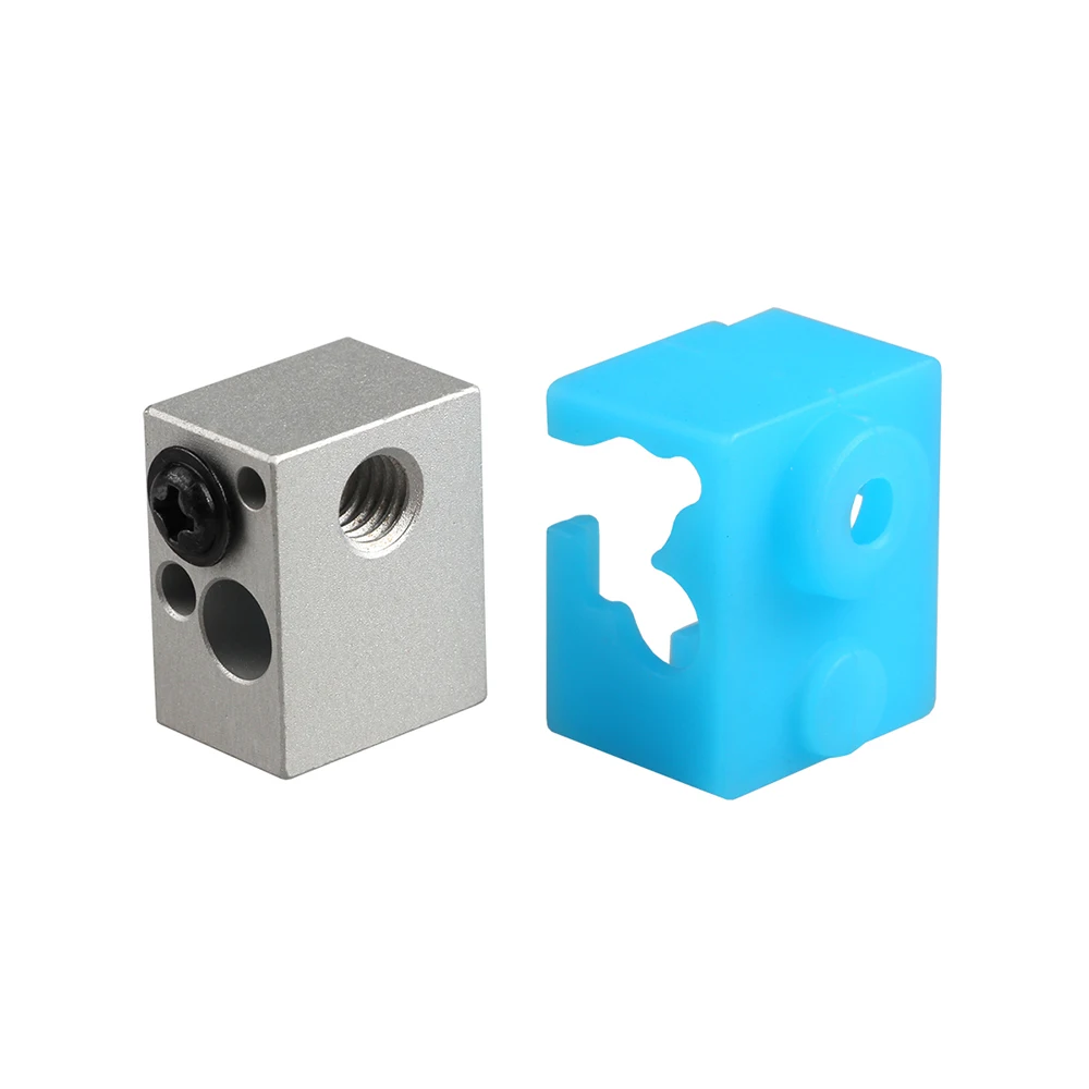XCR-NV6 Heating Block 3D Printer with Silicone Sock 0.4mm Nozzle kit Part Replace V5 V6 aluminum heat block