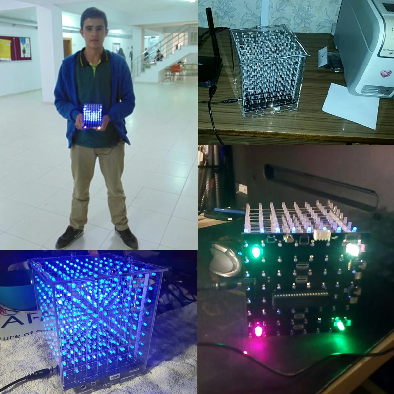 3 шт. 3D 8S 8x8x8 Мини светодиодный Электронный светильник cubeeds diy kit для Рождественский подарок/подарок на год