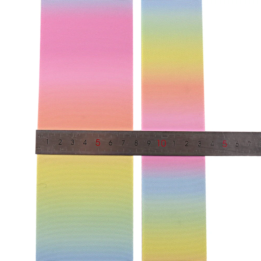 5Y/лот 38 мм 50 75 Мульти Размеры градиентной радужной расцветки Grosgrain DIY бант из ленты