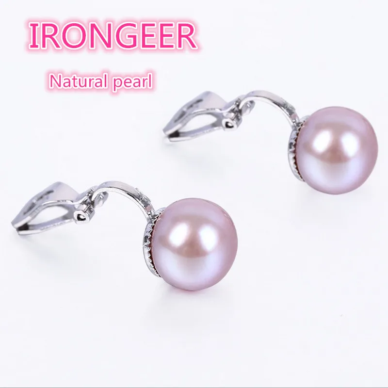 Высокое качество роскошные 100% 9 10 мм натуральный жемчуг без отверстий Клипсы