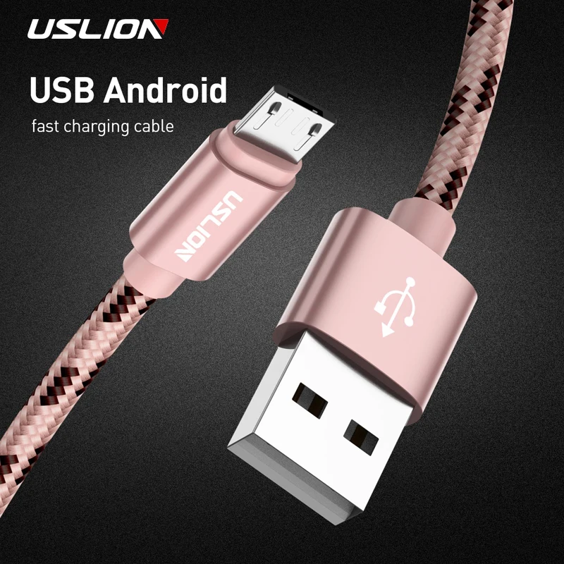 USLION Micro USB кабель 2.1A Зарядка для Xiaomi Redmi Note 5 Pro Android передачи данных мобильного