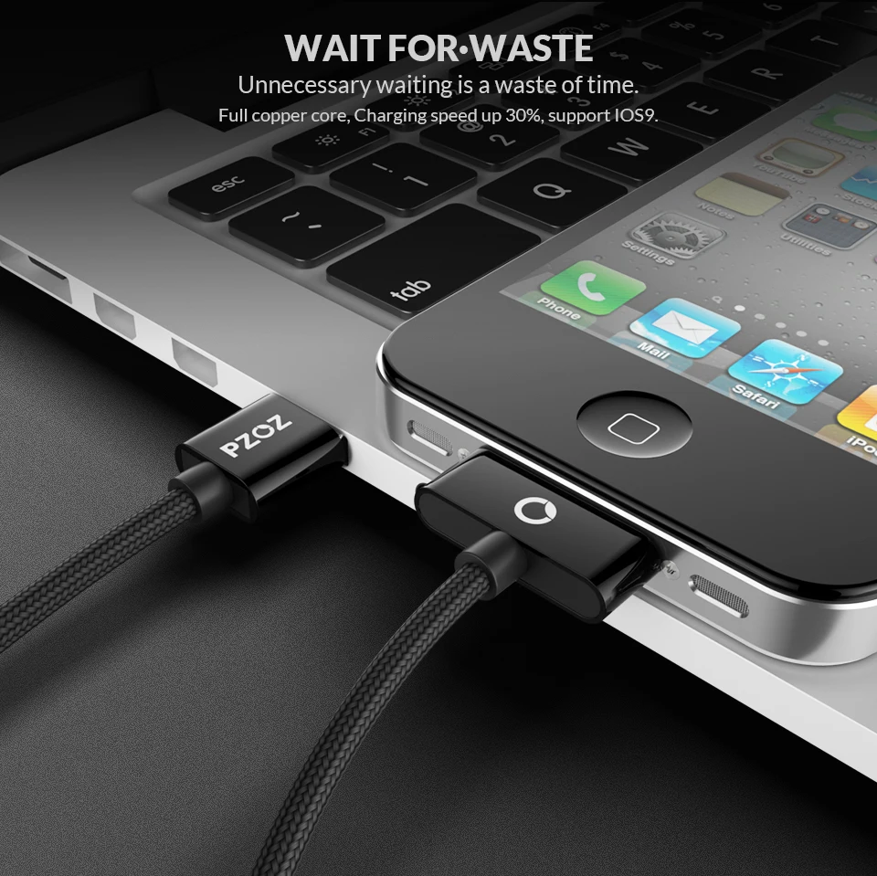 PZOZ USB кабель быстрое зарядное устройство 30 Pin кабель-адаптер для зарядки данных для iphone 4 s 4s 3GS iPad 2 3 iPod Nano 1 itouch адаптер
