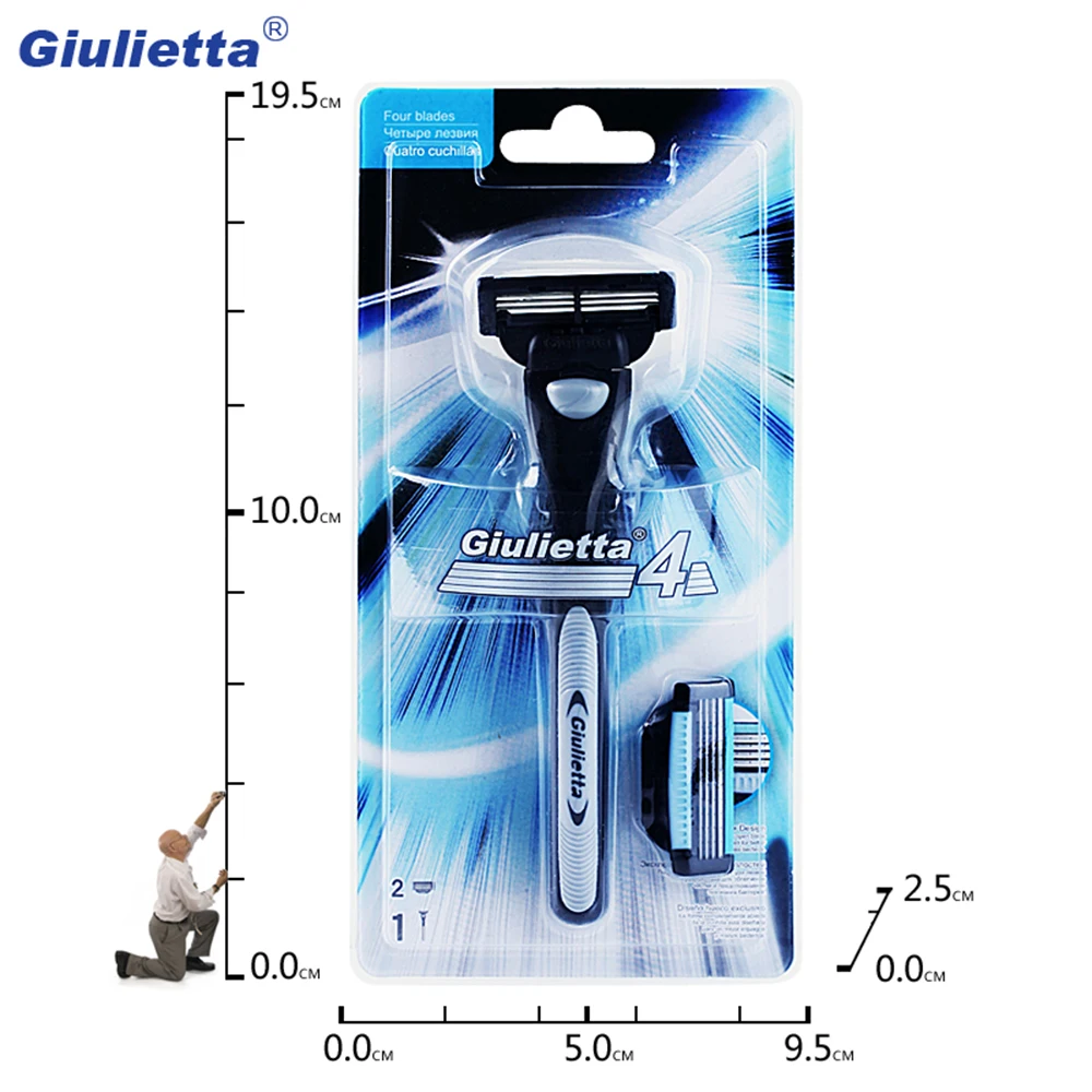 Набор бритв Giulietta Blue для мужчин 1 держатель и 2 лезвия 4-слойное лезвие из