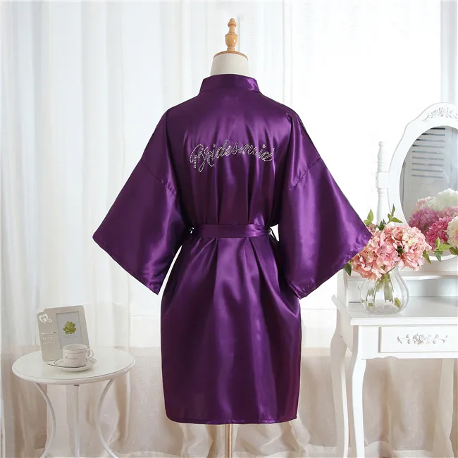 Purple Bridesmaid Шелковое атласное серебряное слово женское атласное шелковое платье свадебное платье невесты свадебное платье - Цвет: Purple Bridesmaid