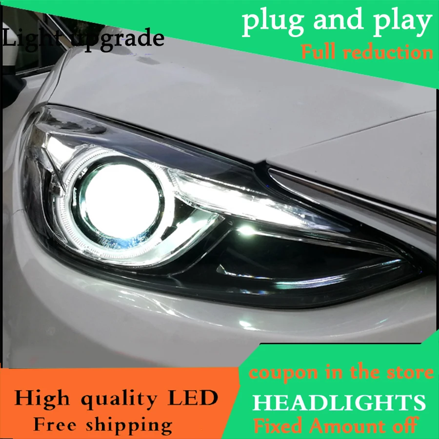 Автомобильный Стайлинг головной светильник для Mazda 3 Axela s 2014 2016 светодиодный DRL