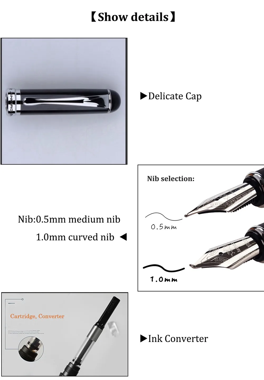 Ручки перьевые jinhao X750 два СИБ 0.5 мм 1.0 мм изгиб перо каллиграфии пера высокое качество канцелярия чернила ручки для записи