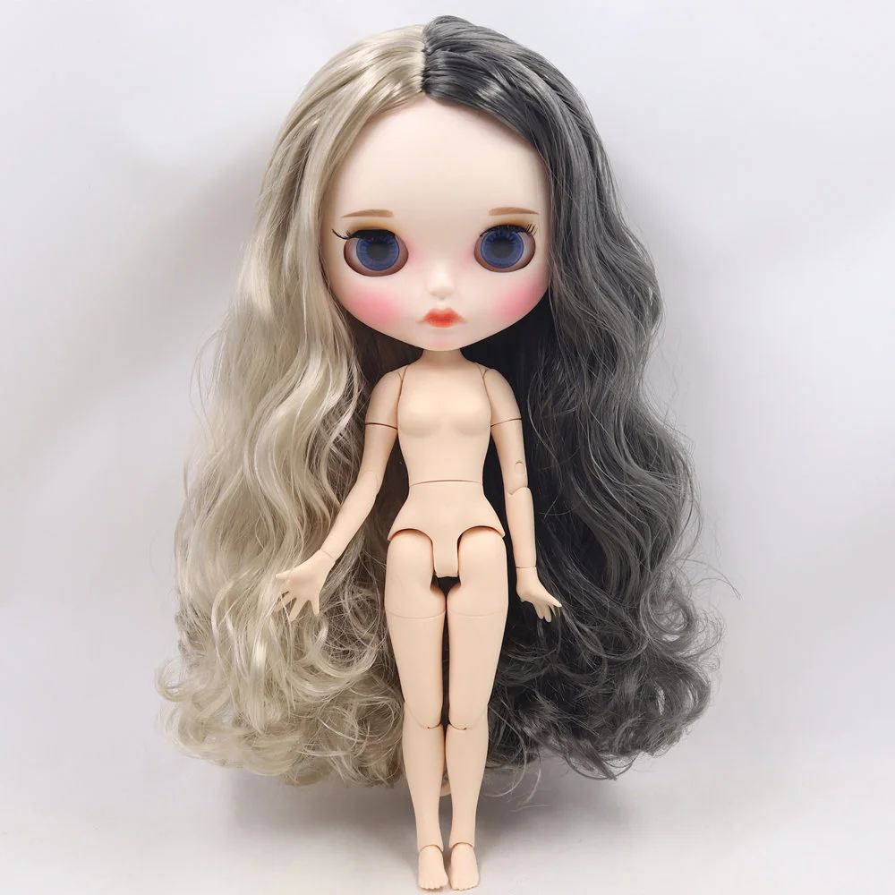 Ледяной обнаженный Blyth кукла No. BL8800/9016 Серебряный микс серые волосы резные губы матовые индивидуальные лица соединение тела 1/6 bjd - Цвет: like the picture