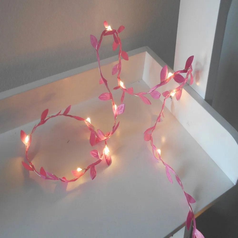 Красочный лист Стиль 2 м 20LED Батарея Мощность гибкие Фея свет шнура Новогоднее