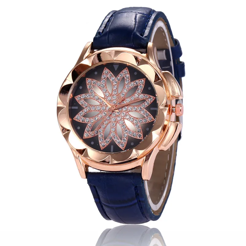 Luxury Brand Women Rose Gold Watches Fashion Casual Girls Rhinestone Dress Watch Leather Quartz Relogio Feminino Clock | Наручные часы