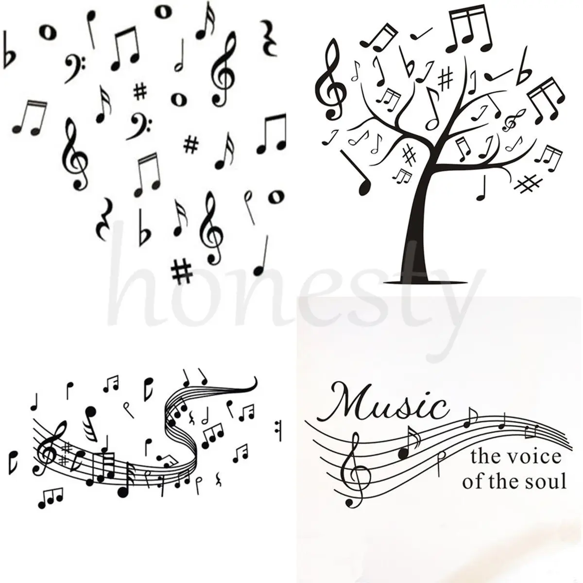 Музыкальные музыкальные заметки различные упаковки наклейки окна бампер