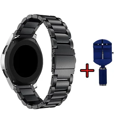 black Нержавеющая сталь ремень для samsung Galaxy Watch 42 мм 46 мм/20 мм/22 мм на широком ремешке для samsung Шестерни S3/S2 часы-браслет - Цвет: black