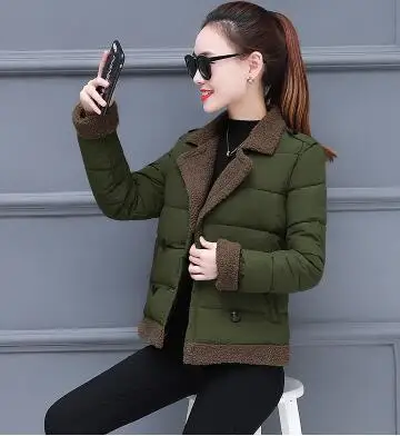 ArmyGreen Элегантное зимнее пальто, женское пуховое хлопковое пальто, корейские топы с длинными рукавами, плюс размер, теплое Новое хлопковое пальто, Модная студенческая куртка - Цвет: ArmyGreen