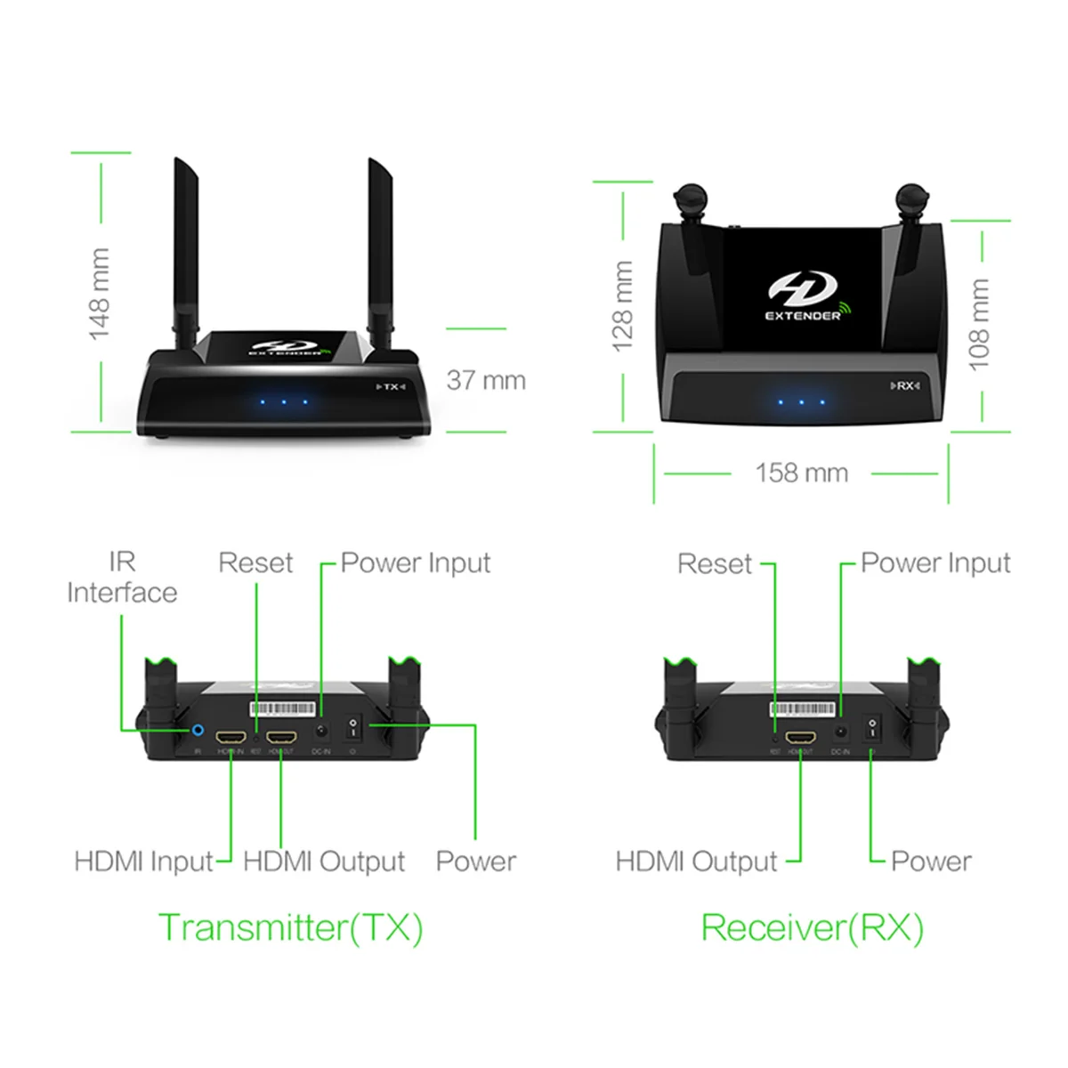 PAT-590 5,0G 2,4G двухдиапазонный 200m Беспроводной hdmi удлинитель HD видео передатчик и приемник с ИК-пультом для телевизора