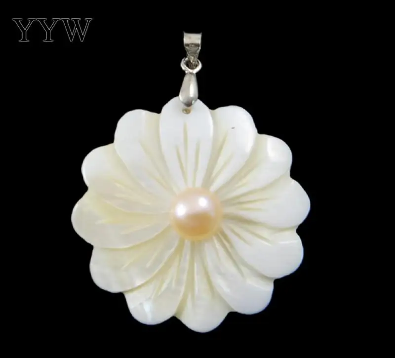 _ 1 шт. подвески из натурального пресноводного жемчуга с белой ракушкой