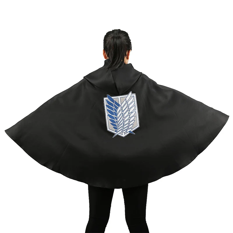 Black Cloak KIGUCOS атака на Титанов Плащ черный и зеленый Аниме Shingeki No Kyojin Скаутинг Легион Эрен плащ Levi костюмы для косплея 2 цвета - Цвет: Black Cloak