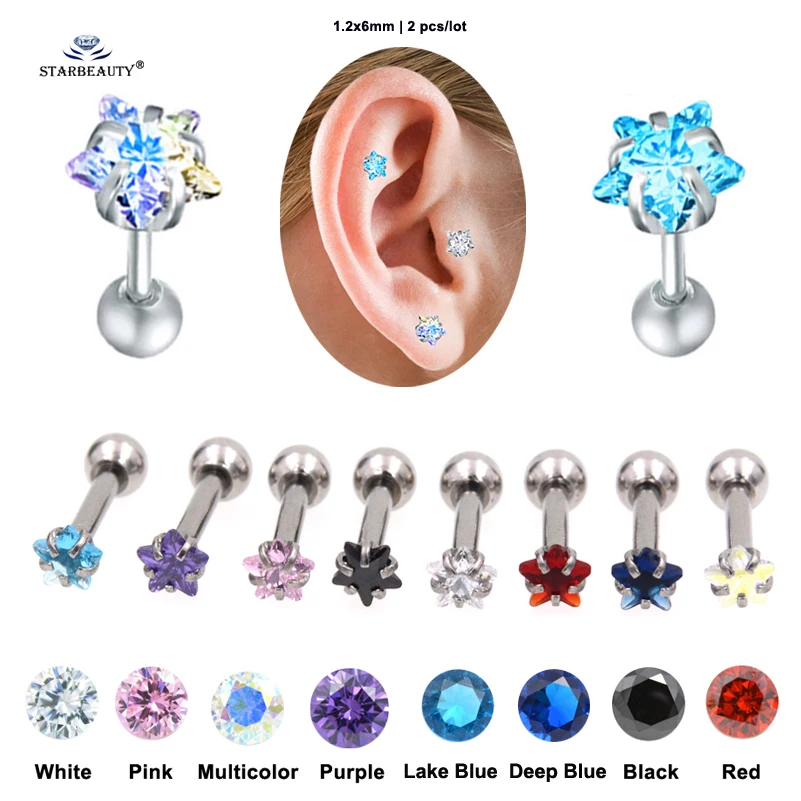 Серьги гвоздики для пирсинга из нержавеющей стали 2 шт./лот 1 2x6x3 мм|Украшения тела|