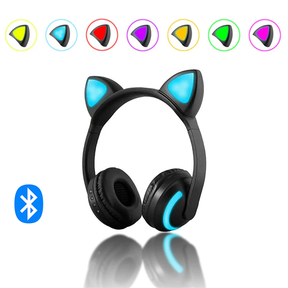 Bluetooth кошачьи наушники светодиодные мигающие светящиеся