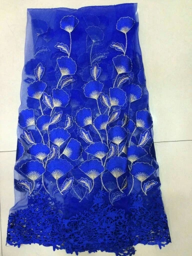 

Новейшие Африканские кружева 2016, высококачественный гипюр, шнур, нигерийская кружевная ткань, бесплатная доставка, 5 ярдов! В ярко-синем цве...