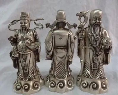 Китай Серебро 3 жуй YuanBao долголетие звезда Маммона Бог шоу персик Фу Лу статуя |