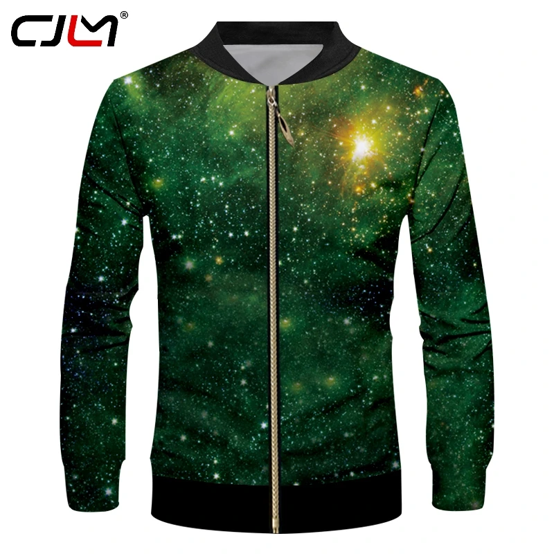 

CJLM New Fashion Space Galaxy 3D Zipper Jacket Green Coats Men/Women Harajuku Hip Hop Tracksuits Streetwear Funny Sweatshirt