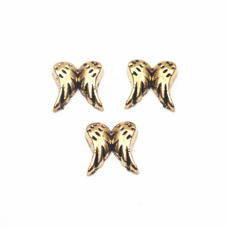Оптовая продажа 20 шт./лот металлические Крылья Ангела золотые Плавающие Подвески