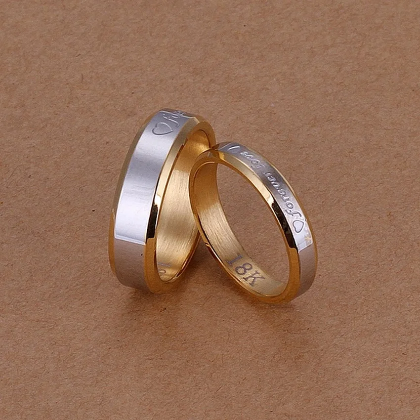 

cute noble Valentine's Day gift girl charm Men Women Forever Love couple steel rings fashion Gold color jewelry Set S119