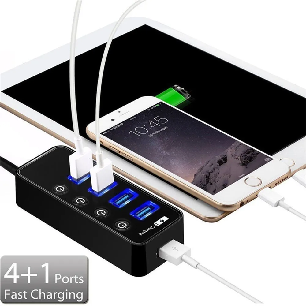 USB разветвитель CHYI с 4 портами и поддержкой быстрой зарядки|USB-хабы| |