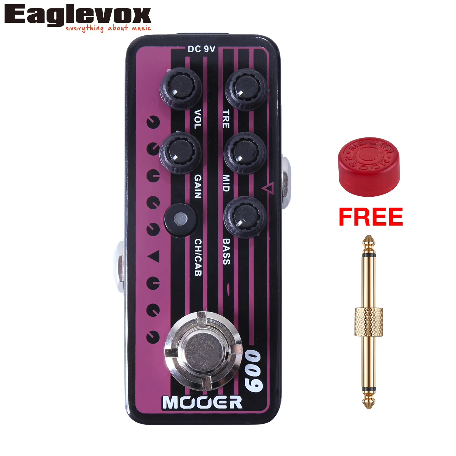 Mooer 009 Blacknight Micro Dual Channel Preamp Guitar Effect Pedal with Free Connector and Footswitch Topper | Спорт и развлечения