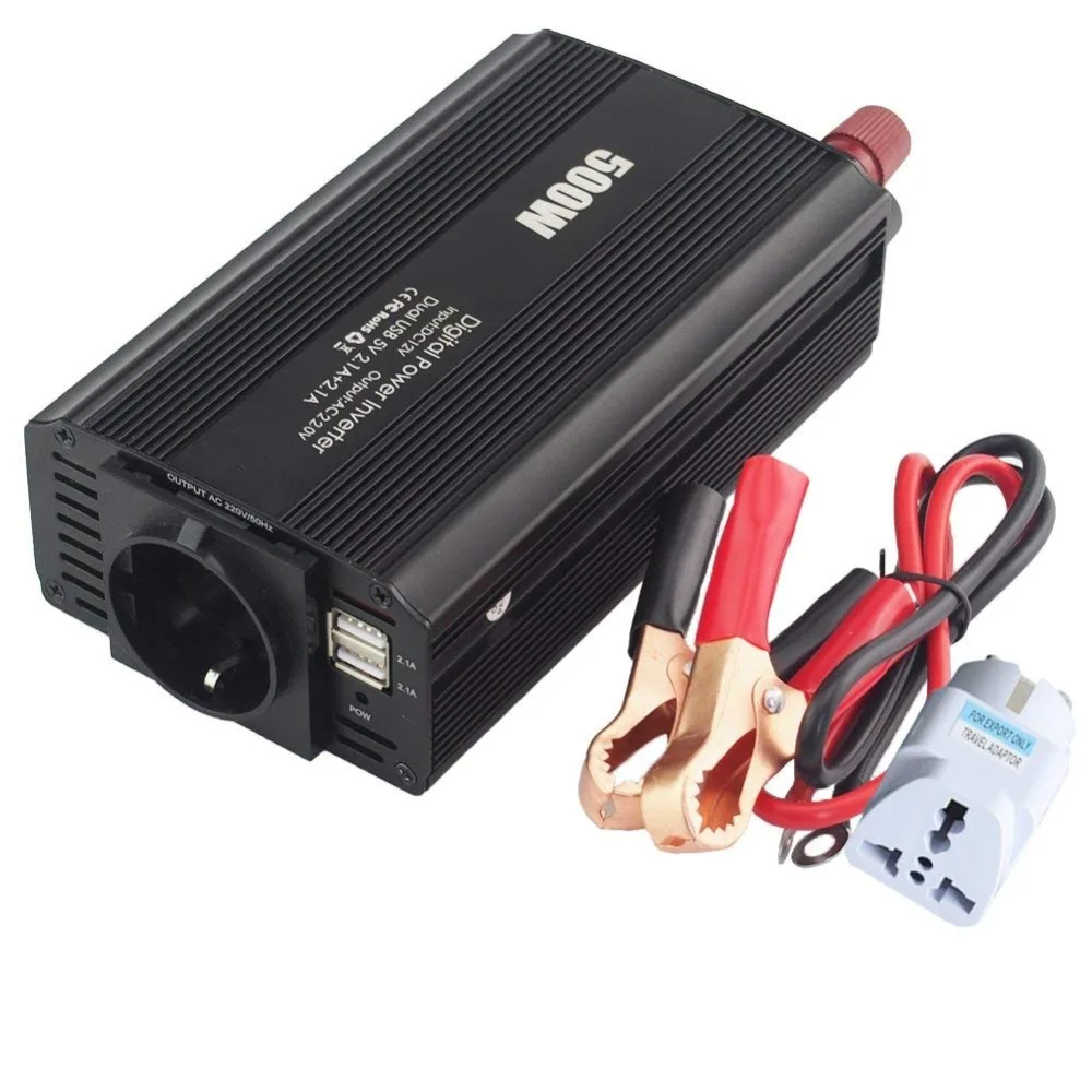 DC 12V до 110V 220V 500W инвертор переменного тока автомобильный с 4.2A двойной USB адаптер