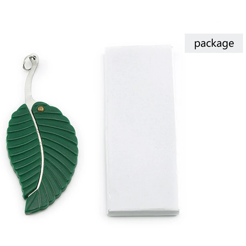 Портативный мини-нож с зелеными листьями Креативные аксессуары для ключей