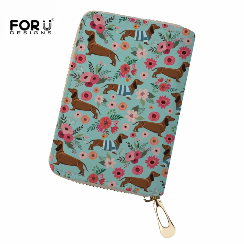 FORUDESIGNS отделения для карточек из искусственной кожи держатель для карт s моды такса цветок кредитной карты бумажник бренд Для женщин Бизнес держатель для карт