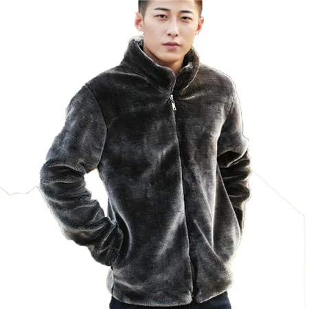 gray jacket Кисть из меха норки Для мужчин s пальто с мехом зимнее пальто с искусственным Меховая куртка Для мужчин, теплые сапоги на молнии класса люкс, уличная одежда, для мужчин, Кожаные куртки одежда; Прямая поставка; цвет синий, черный; большие размеры - Цвет: gray jacket