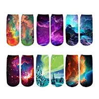 Galaxy Новинка Рик е Морти, кот, галактика Лиза Франк, 3D носки, мужские забавные сумасшедшие короткие носочки по щиколотку, 6 пар в упаковке, рождественский подарок для мужчин - Цвет: Galaxy